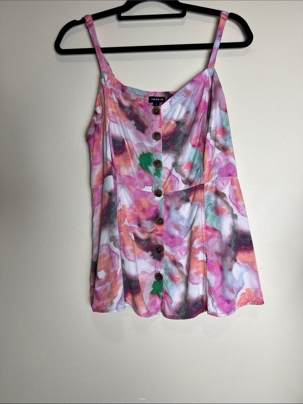 torrid Pink Multicolor Watercolor Button-Front Cami